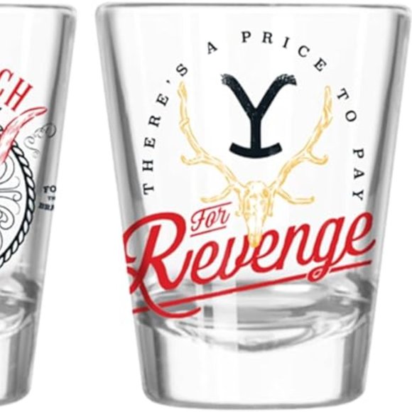 Yellowstone Dutton Ranch Icons Multi Badge 4PC Mini Shot Glass Set 4x1, 1.5OZ - Picture 6 of 6